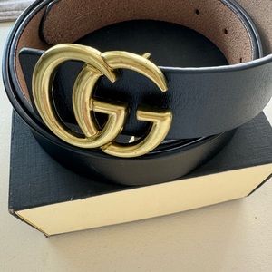 New Gucci Black Leather Belt GG 42” 6 8 10
